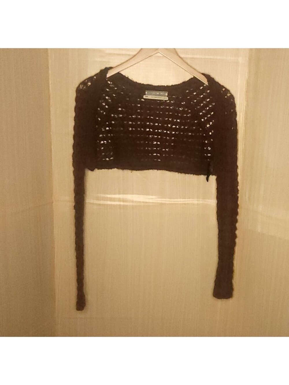Kimchi Blue Womens Brown Crochet Knit Long Sleeve Open Cardigan Sweater Medium